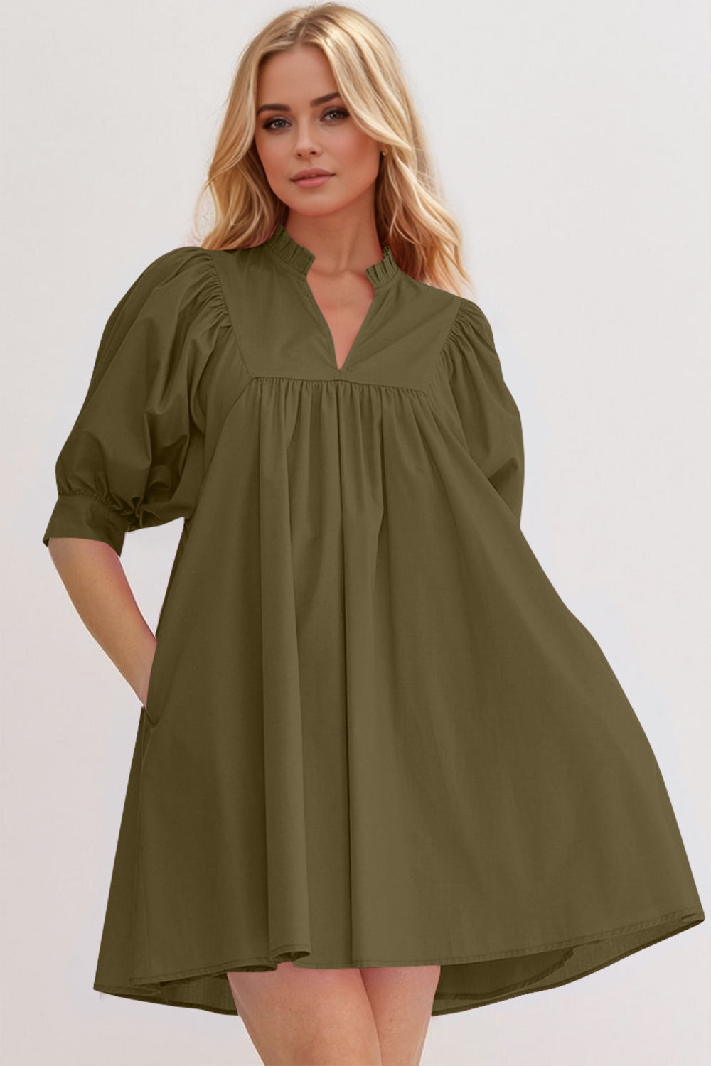 Pink Puff Sleeve Mini Dress – Casual Feminine Summer Dress