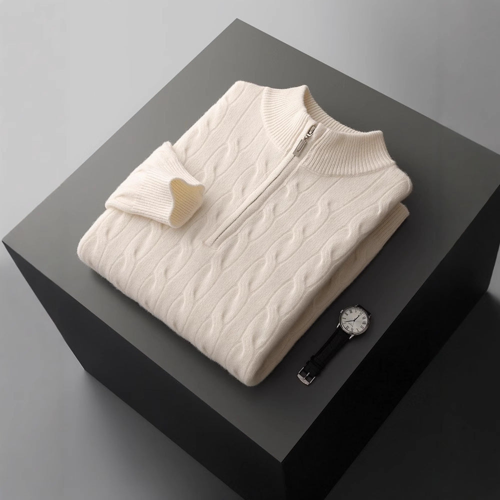 Jacquard Double-strand Thickened Long-sleeve Wool Blend Sweater