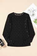 Women’s Bow Mesh Long Sleeve Top - Sheer Romantic Blouse