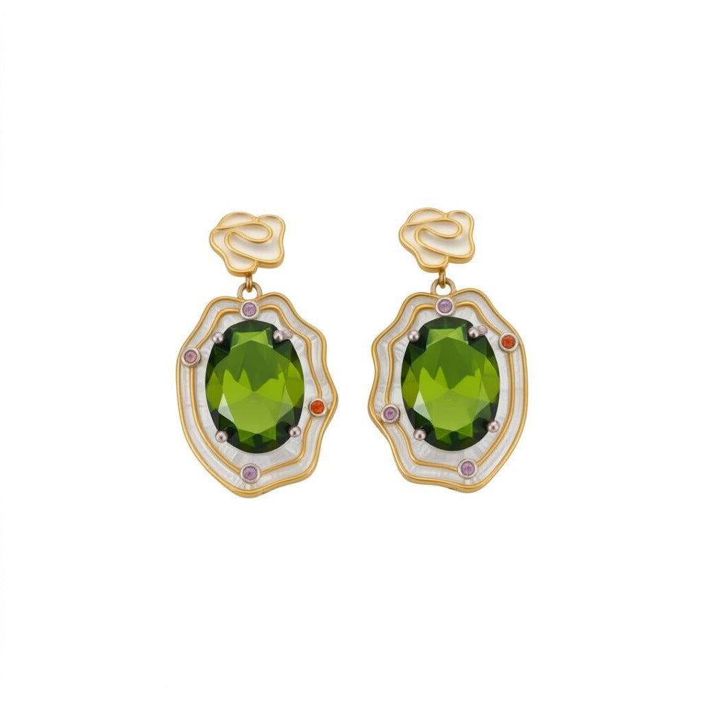 New Fashion Versatile Elegant Emerald Green Teardrop Earrings For Women High End Colored Gemstone Niche Design Ear Jewelry Wholesale