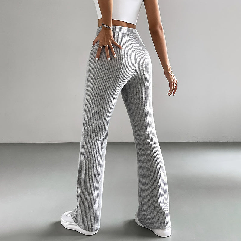Women's Solid Rib-Knit Pull-On High-Waisted Jogger Pants - Image 2