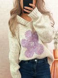 Flower Long Sleeve Hooded Sweater