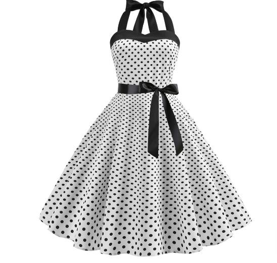 Vintage Polka Dot Strapless Maxi Dress for Women