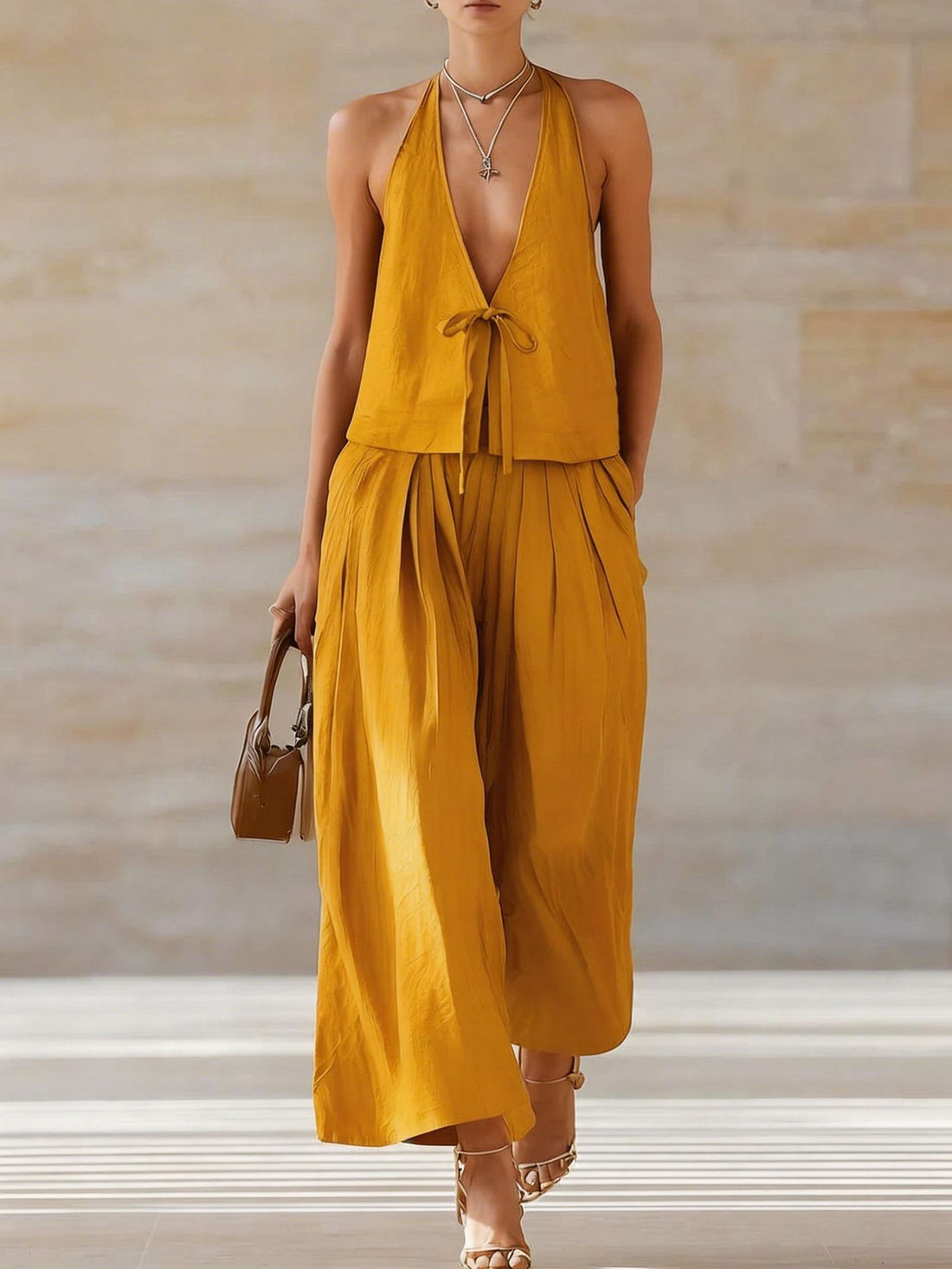 Women's Sleeveless Vest and Wide-Leg Pants Two-Piece Set - Image 8