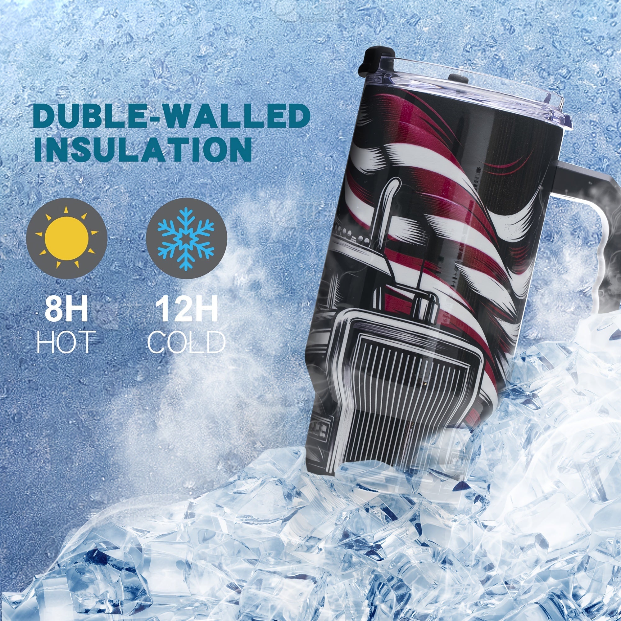 40oz Patriotic Stainless Steel Tumbler with Handle