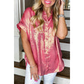Women's Short Sleeve Button Up Shirt | Collared Blouse