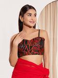 Joban Fashion Black Organza Padded Blouse With Sweetheart Neck Sleeveless