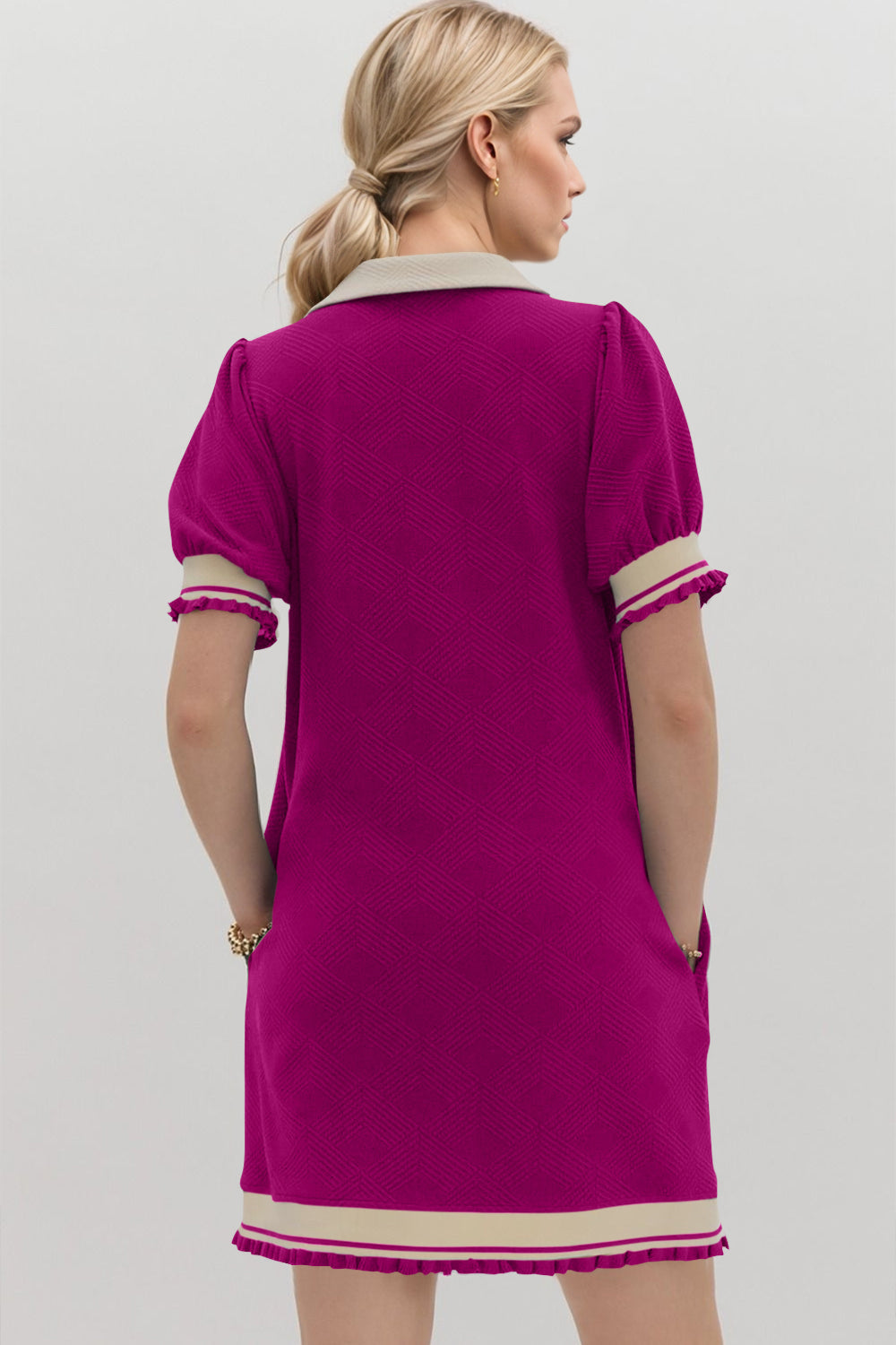 Contrast Short Sleeve Mini Dress for Women