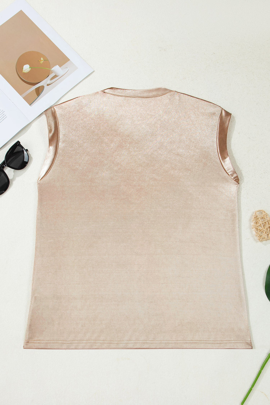 Women’s Metallic Satin Tank Top - Sleeveless Crew Neck Party Top