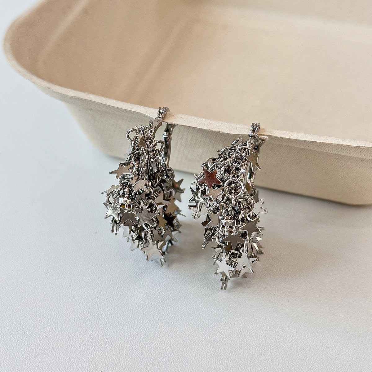Exquisite Starry Stud Earrings Irregular Star Tassel Hoop Earrings