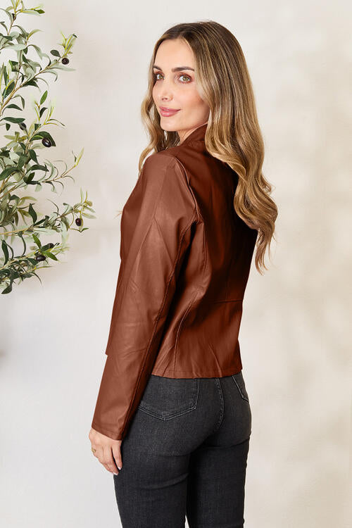 Classic Girls Zip-Up Jacket with Stand Collar for Everyday Wear