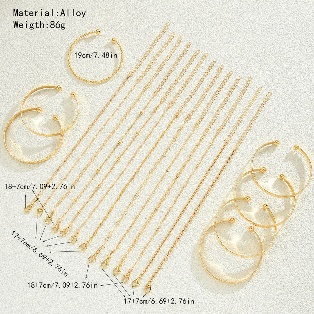 Diamond-pattern Chain Bracelet Minimalist Set