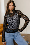 Leopard Pattern Sheer Mesh Long Sleeve Top
