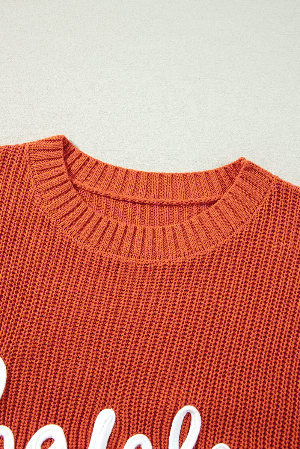 Women's Long Sleeve Crew Neck Knit Sweater in Vibrant Orange