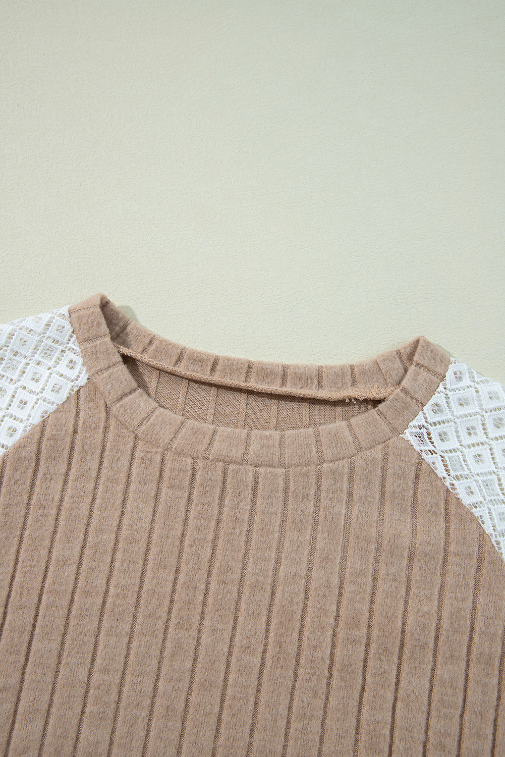Floral Ribbed Patchwork Long Sleeve Blouse