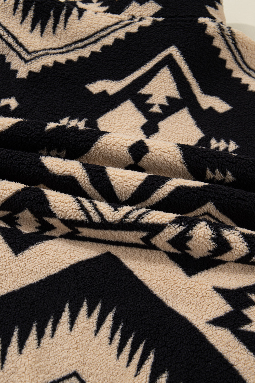Plus Size Western Aztec Fleece Half Button Sweatshirt