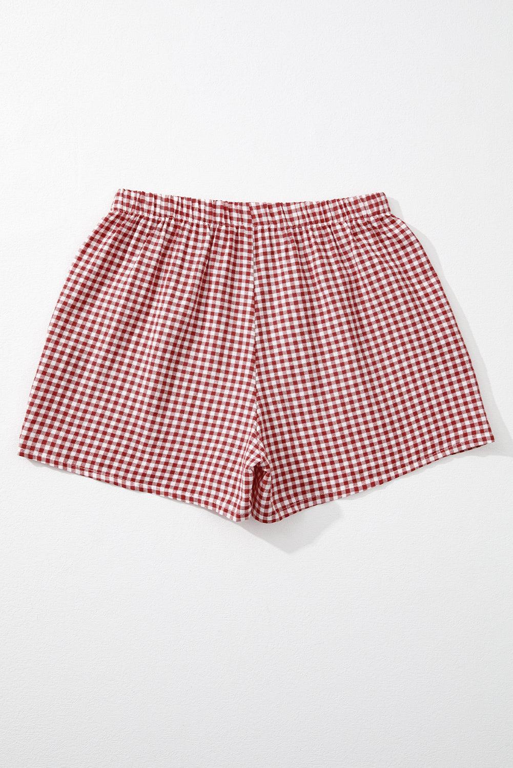 Red Plaid Gingham High Waist Shorts | Cotton Print