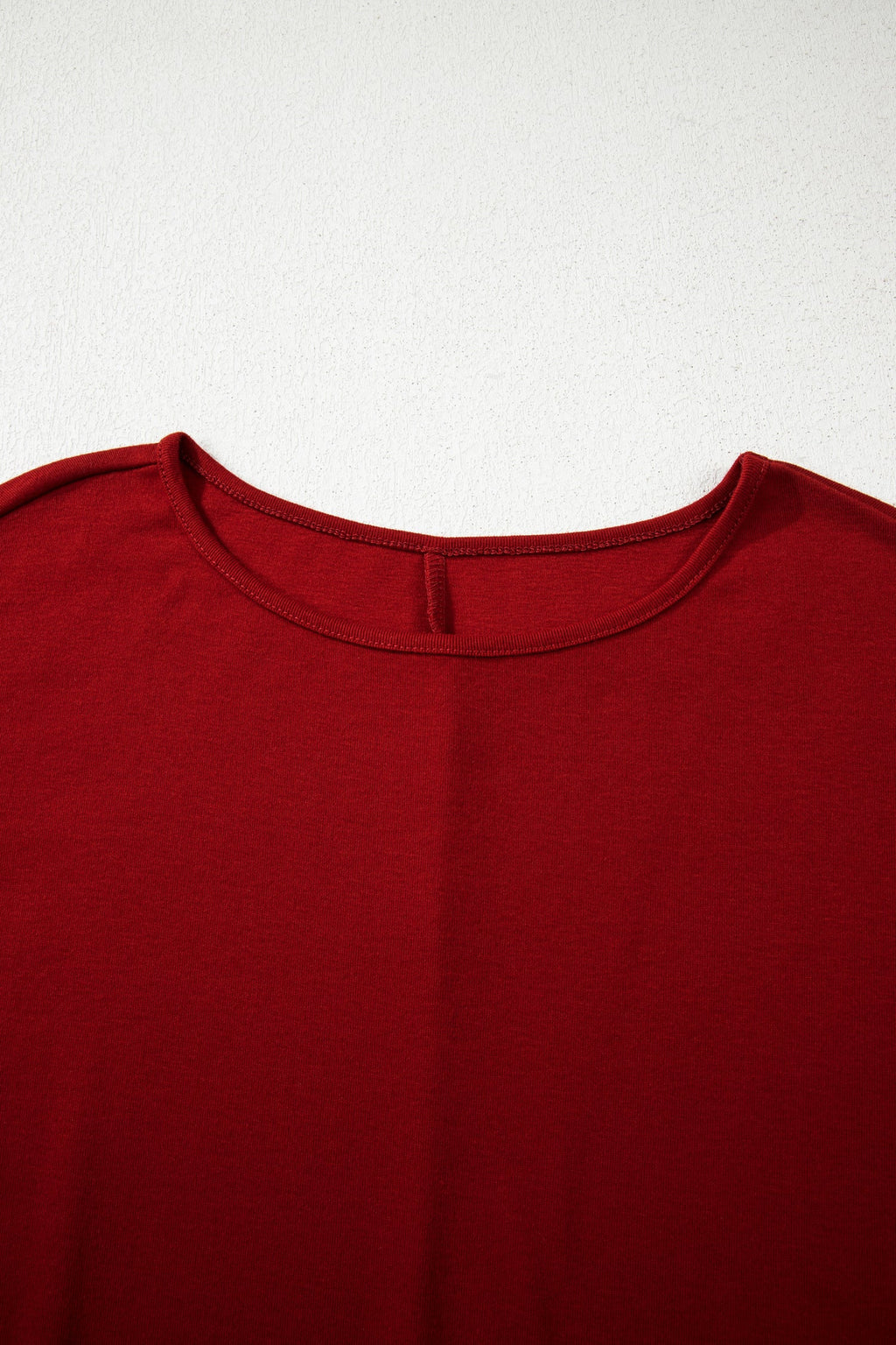 Solid Round Neck Extended Cuff Long Sleeve Top