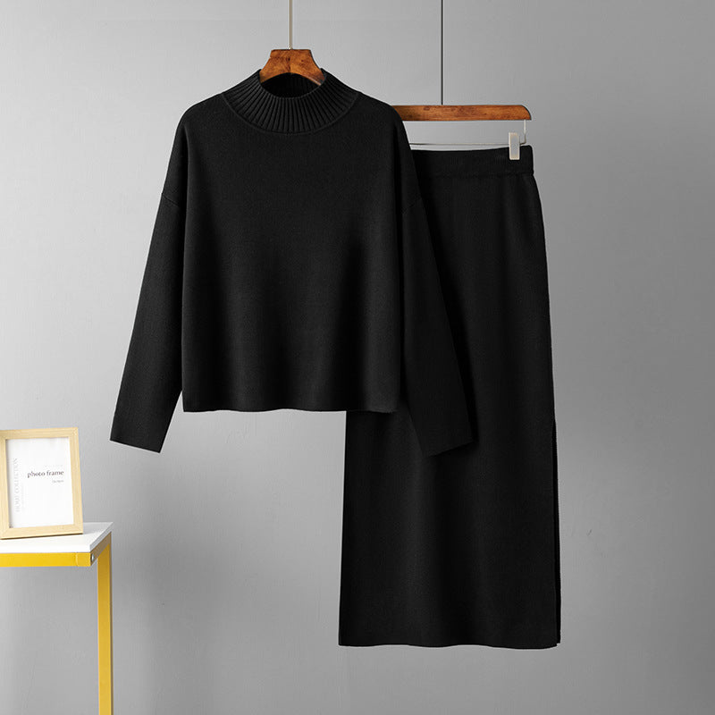 Women's Chic Two-Piece Cotton Sweater Set Long Sleeve Lounge Wear