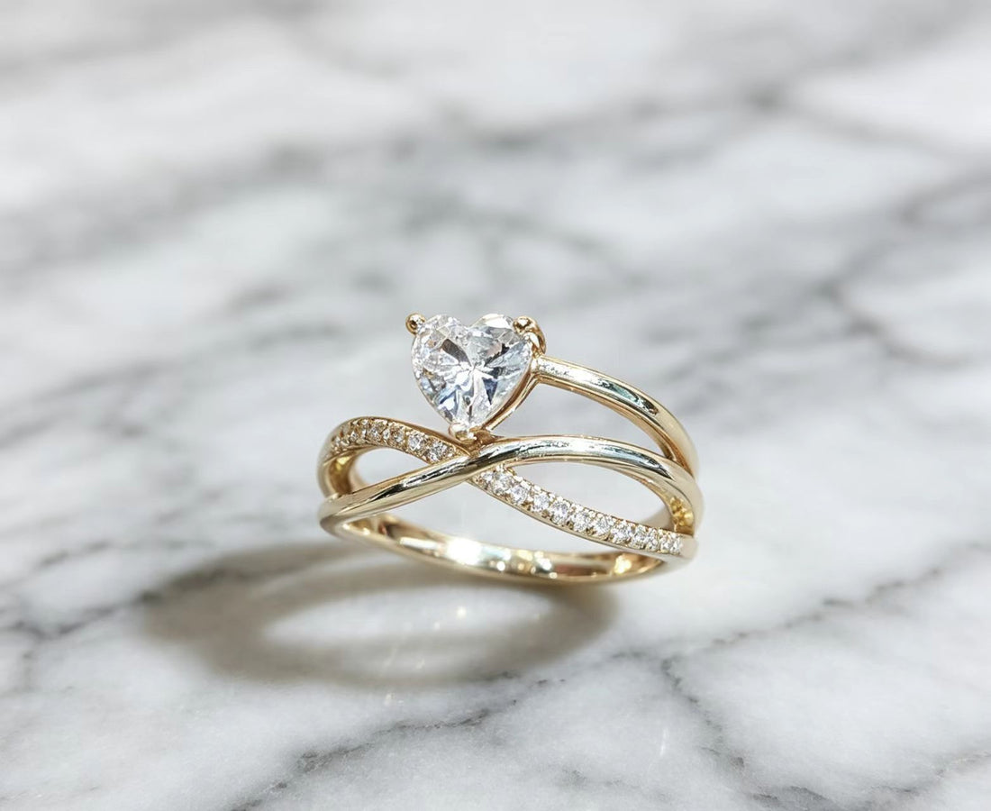 Minimalist Gold Heart Ring - European Style Adjustable Jewelry