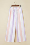 Stripe Drawstring Waist Side Pocket Pants