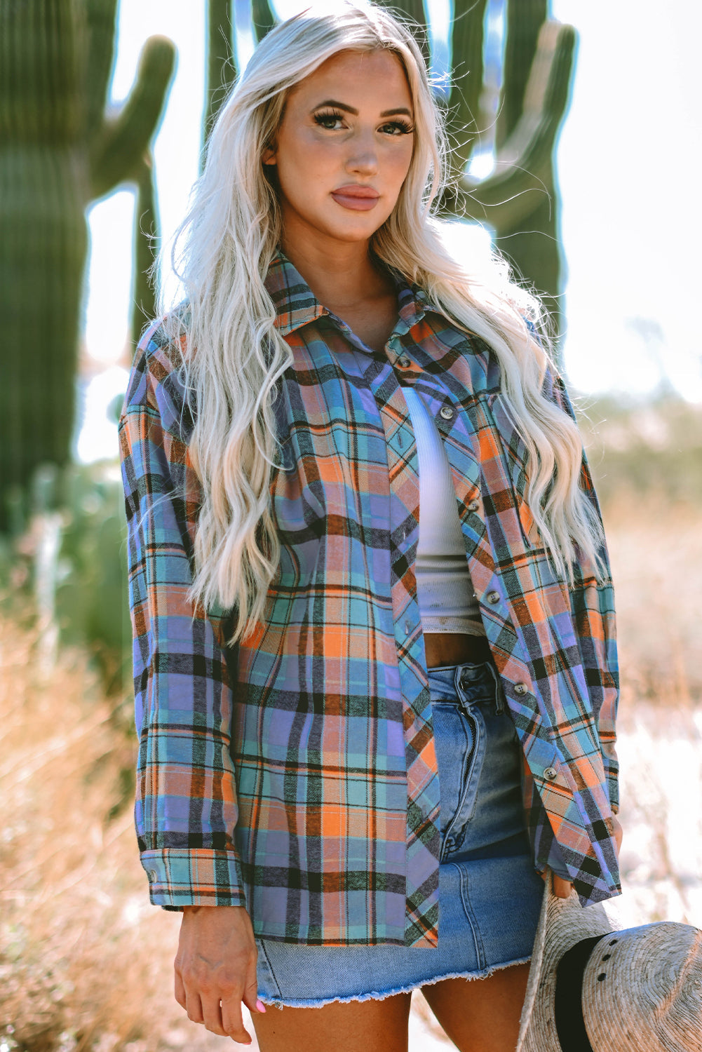 Plaid Button-Up Long Sleeve Shirt
