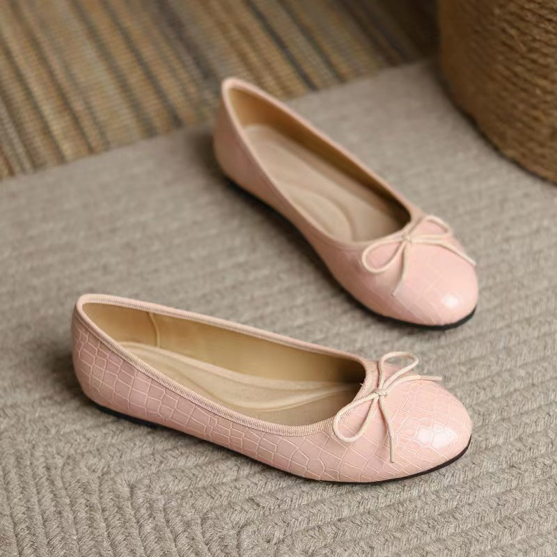 Women's Snakeskin Print Round Toe Slip-On Ballet Flats - Image 3
