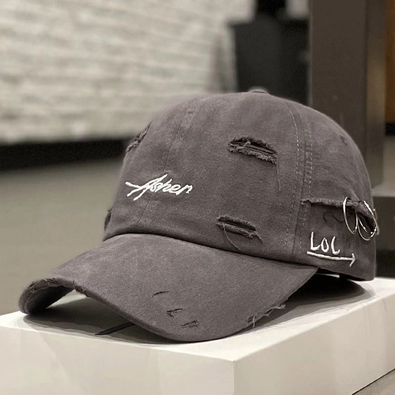 Distressed Tie-Dye Letter Print Cap - Women’s Cotton Streetwear Hat