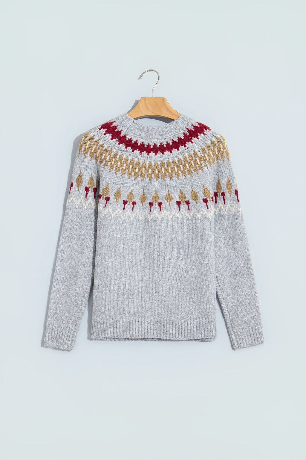 Geometric Fair Isle Raglan Sleeve Sweater