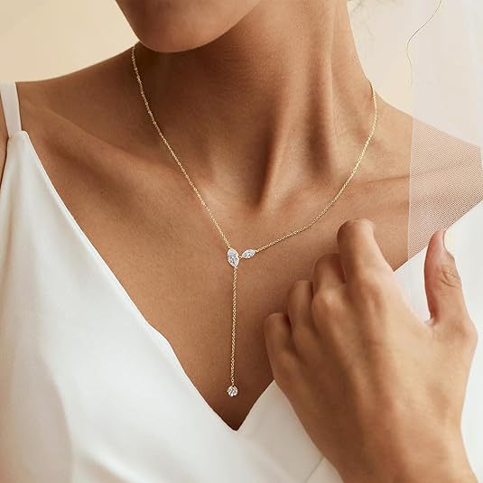 European And American Cross-Border New Fashion Zircon Pendant Chain-Style Pendant Necklace Simple European Commuter Style Women's Jewelry