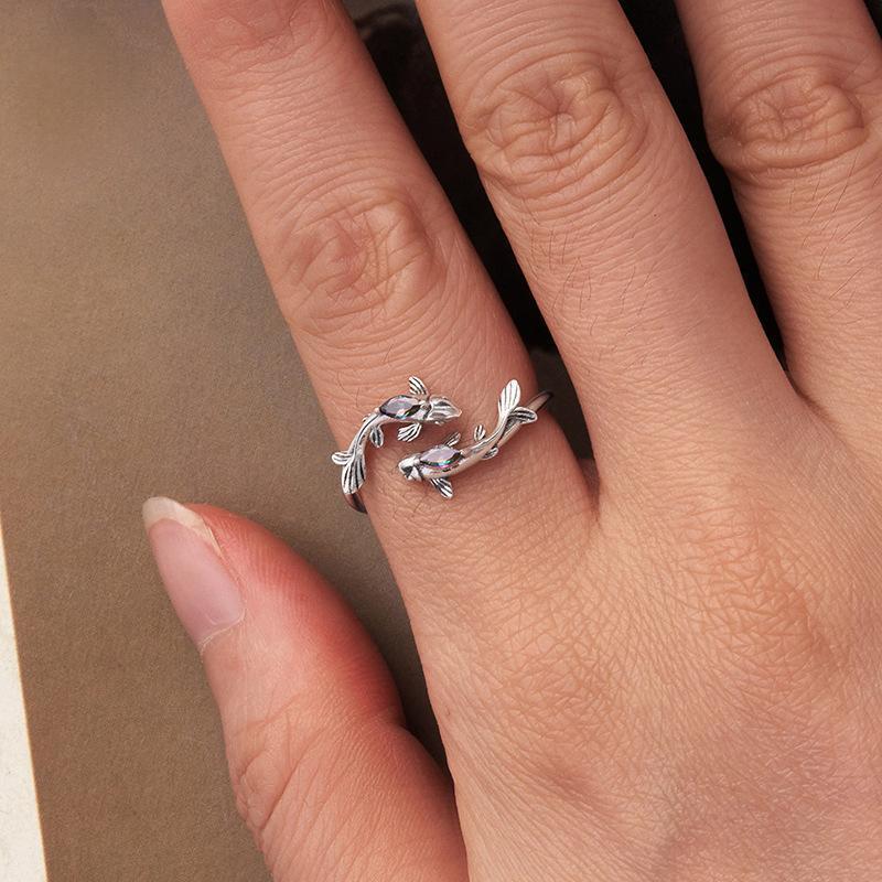 Sterling Silver Fashionable Adjustable Pisces Ring