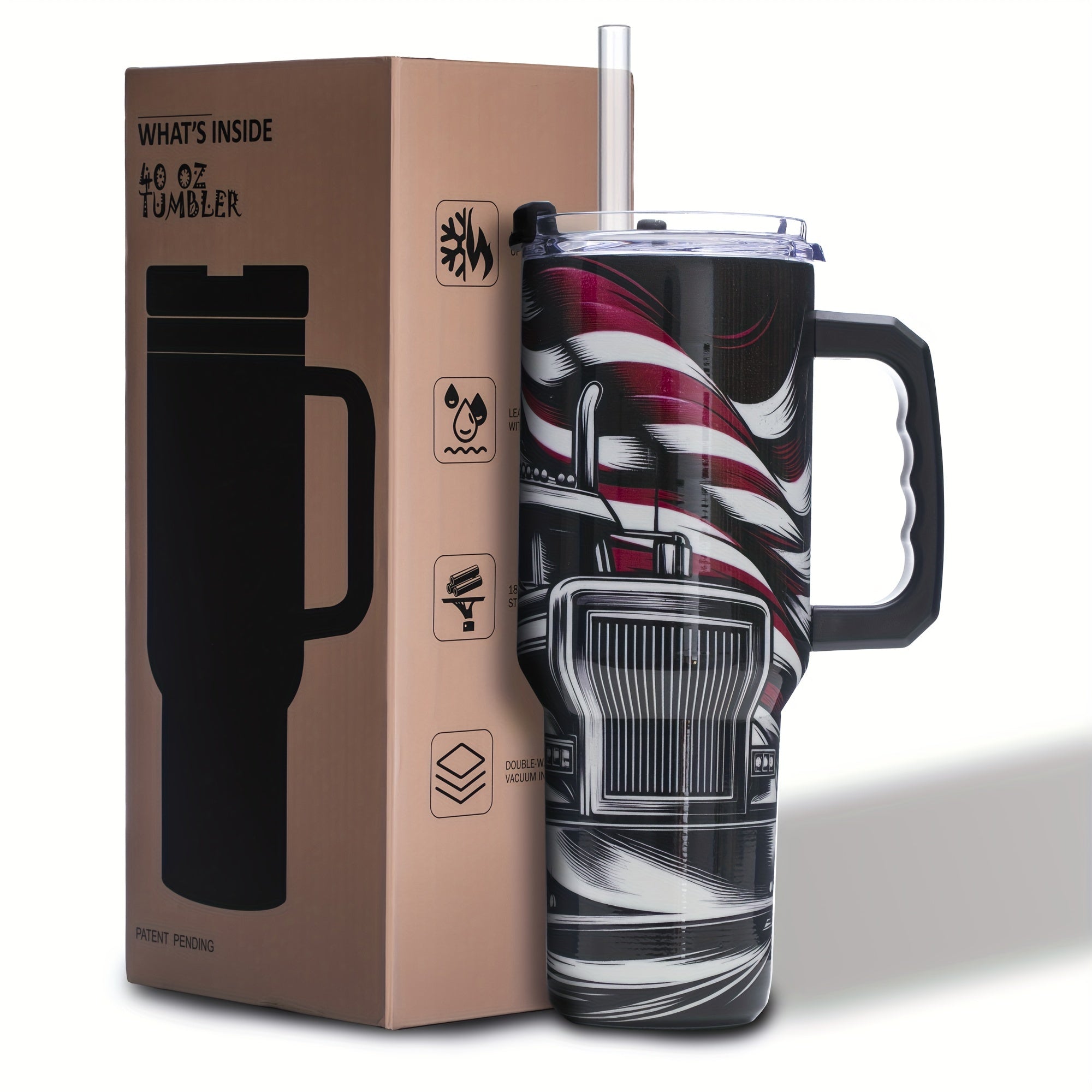 40oz Patriotic Stainless Steel Tumbler with Handle