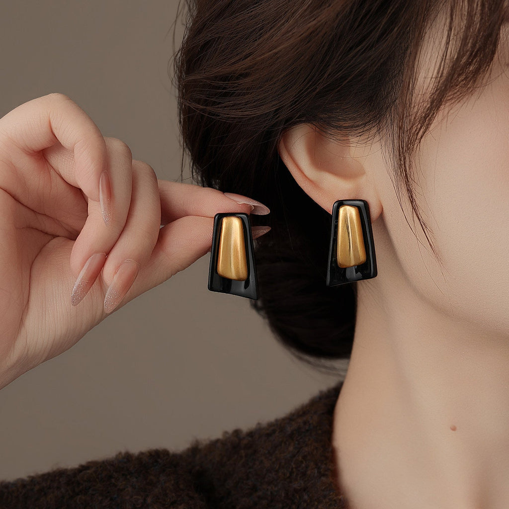 Fashionable Square Geometric Patchwork Stud Earrings For Women