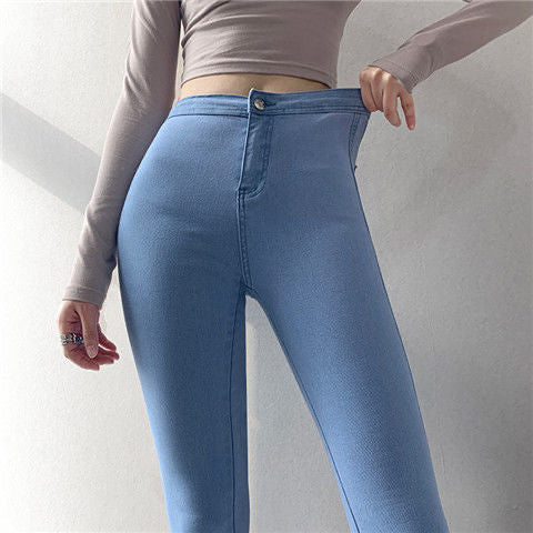 High-Waist Stretch Jeans for Women with Hip-Lifting Design