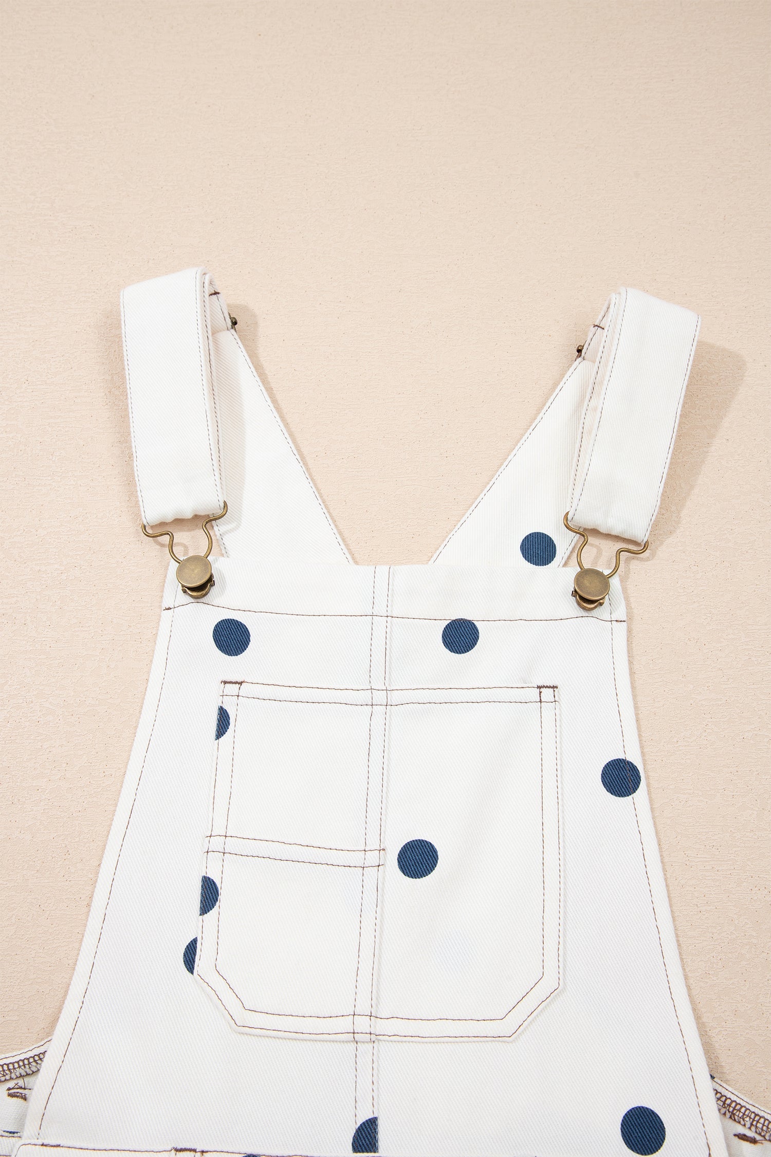 Polka Dot Denim Barrel Leg Overalls Jumpsuit