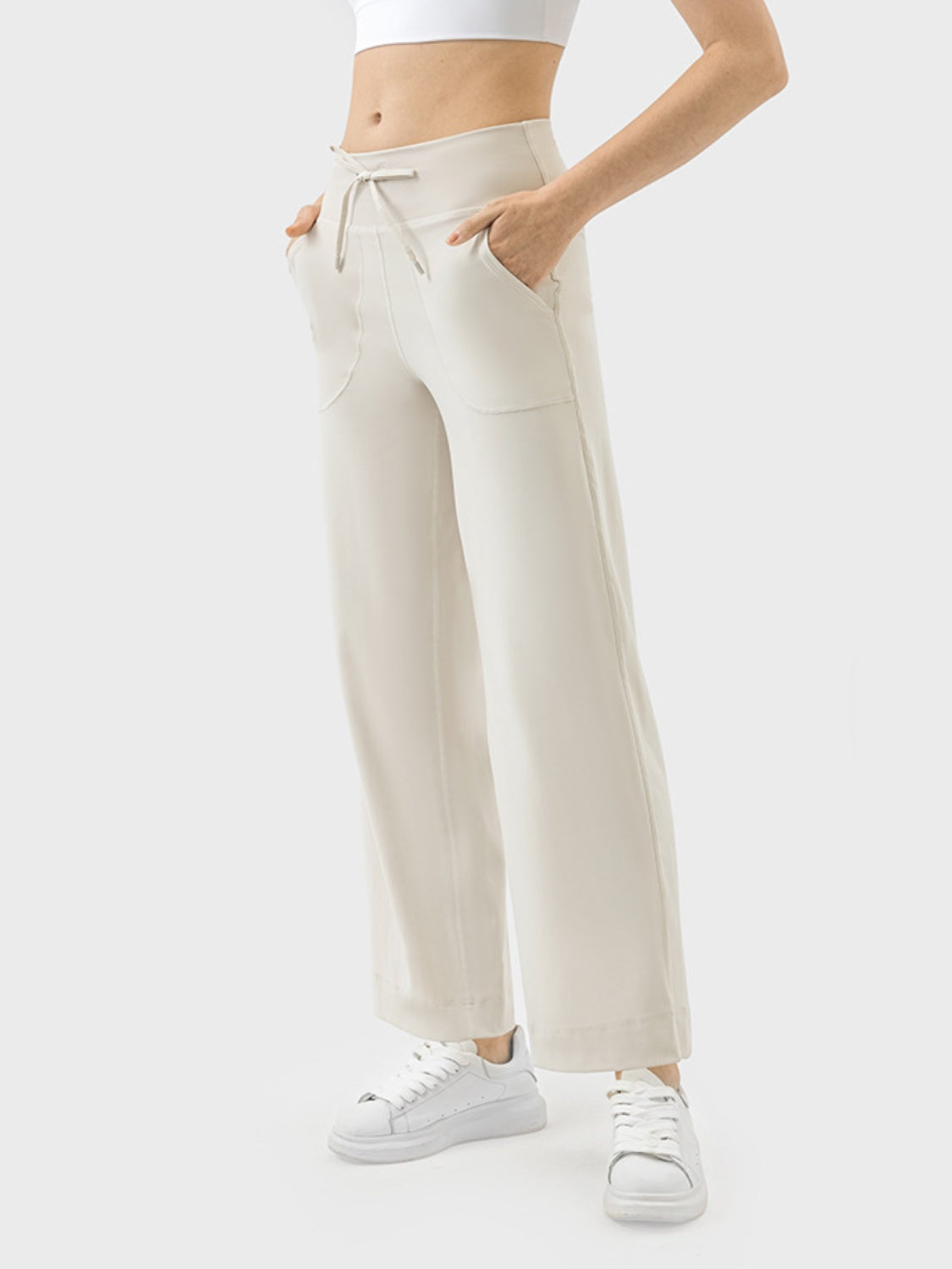 Women's Drawstring Active Pants with Pockets in Blue - Image 6