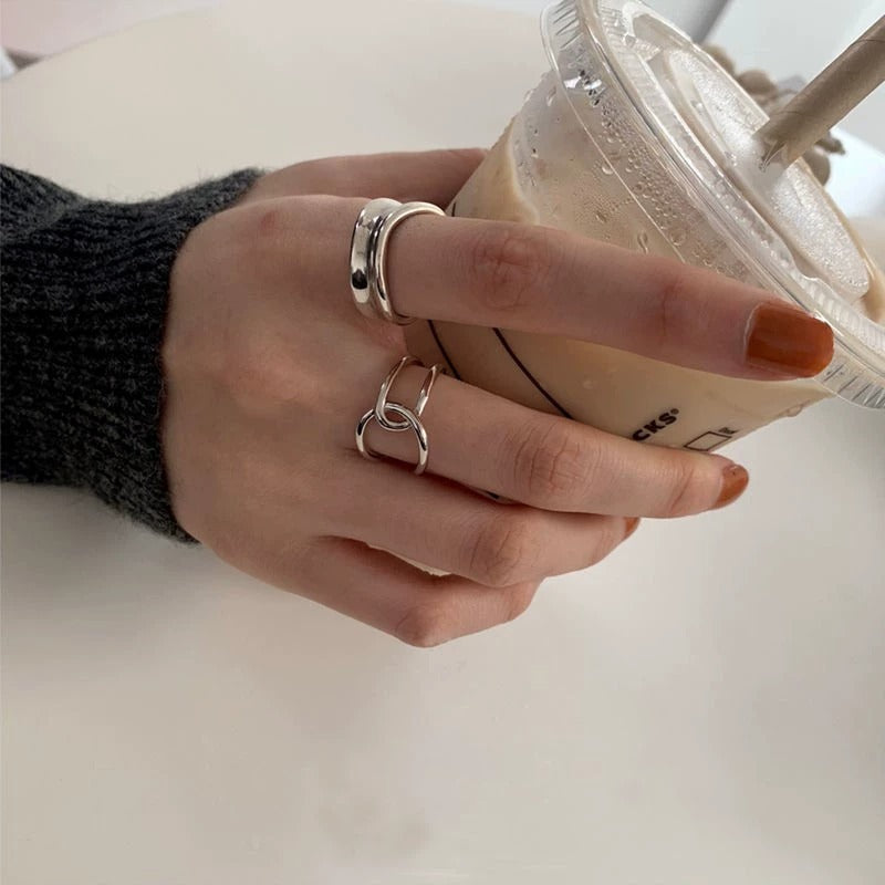 Japanese Light Luxury INS Niche Design Ring, Fashionable Retro Minimalist Open Ring For Women
