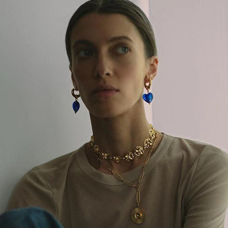 Handmade Gold Heart Shaped Hoop Earrings