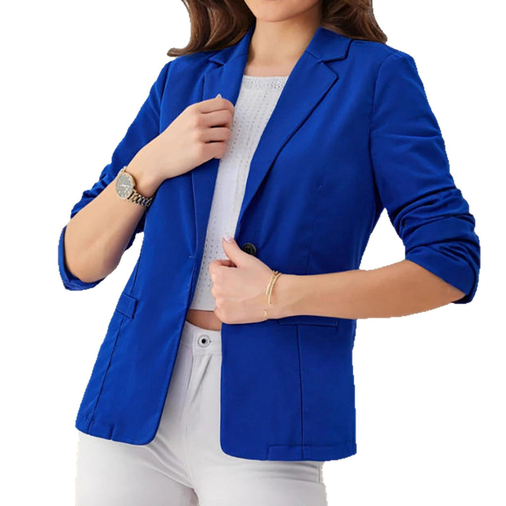 Women's Three-Quarter Sleeve Open Front Office Blazer Jacket - Image 3