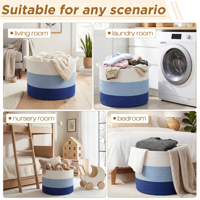 Extra Large Blanket Basket with Multi-Tone Storage Design