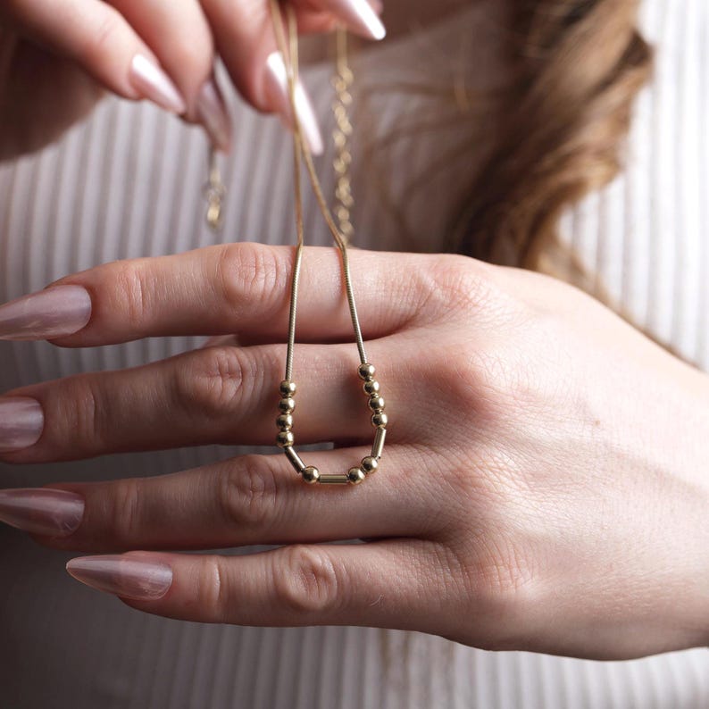 Customized Morse Code Bead Necklace Minimalist Secret Message
