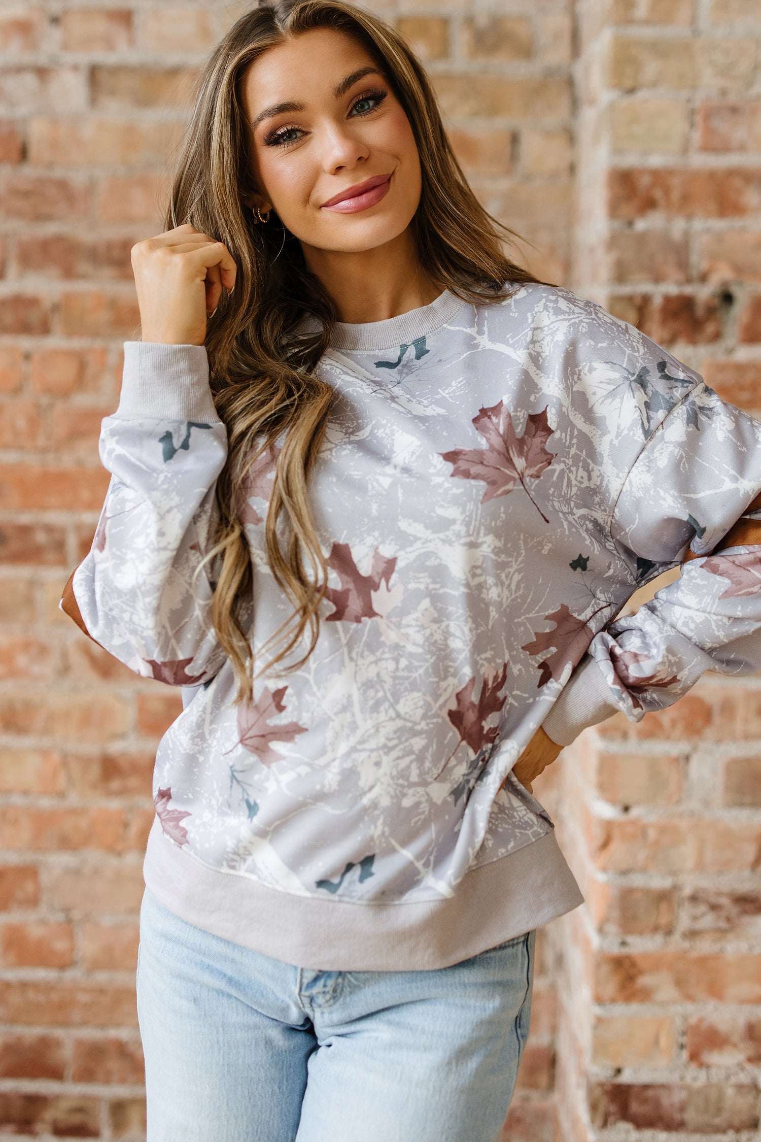 Camo Varsity Stripe Dropped Shoulder Sweatshirt