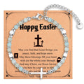 Natural Stainless Steel Cross Beaded Bracelet Card