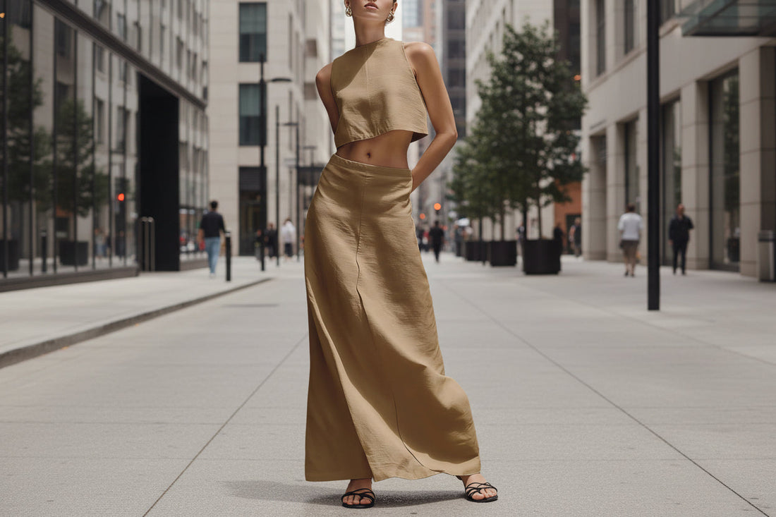 Women's Sleeveless Crop Top and Maxi Skirt Two-Piece Set - Image 3