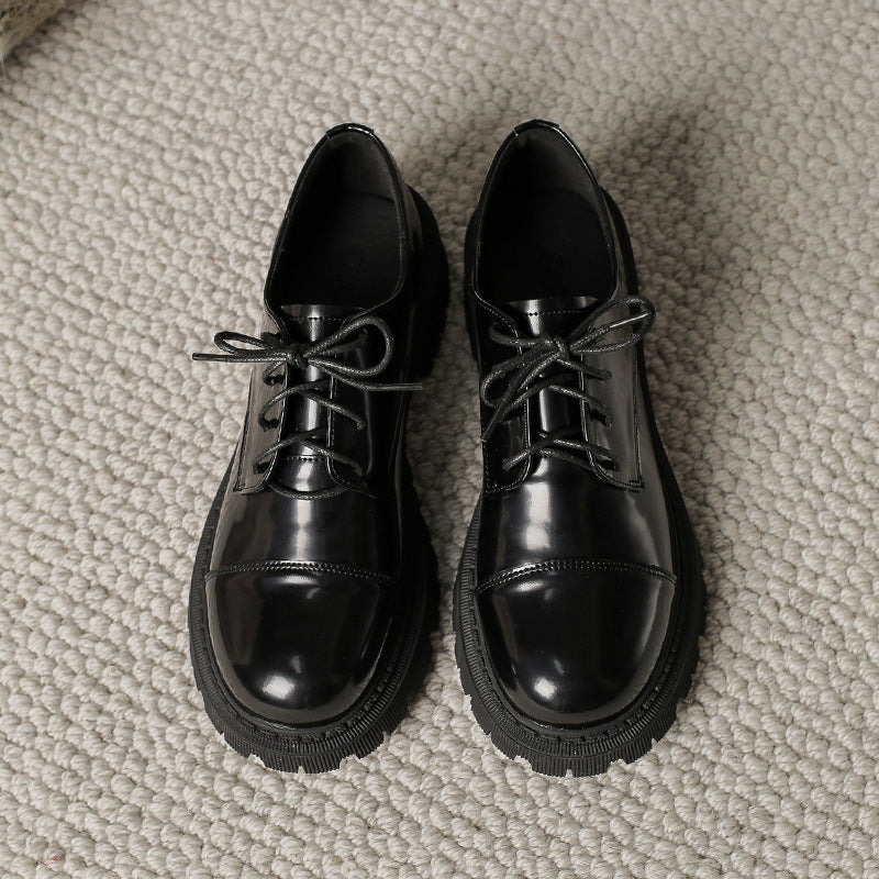 Women's Black Retro Platform Lace-Up Shoes Modern Chunky Oxfords - Image 2
