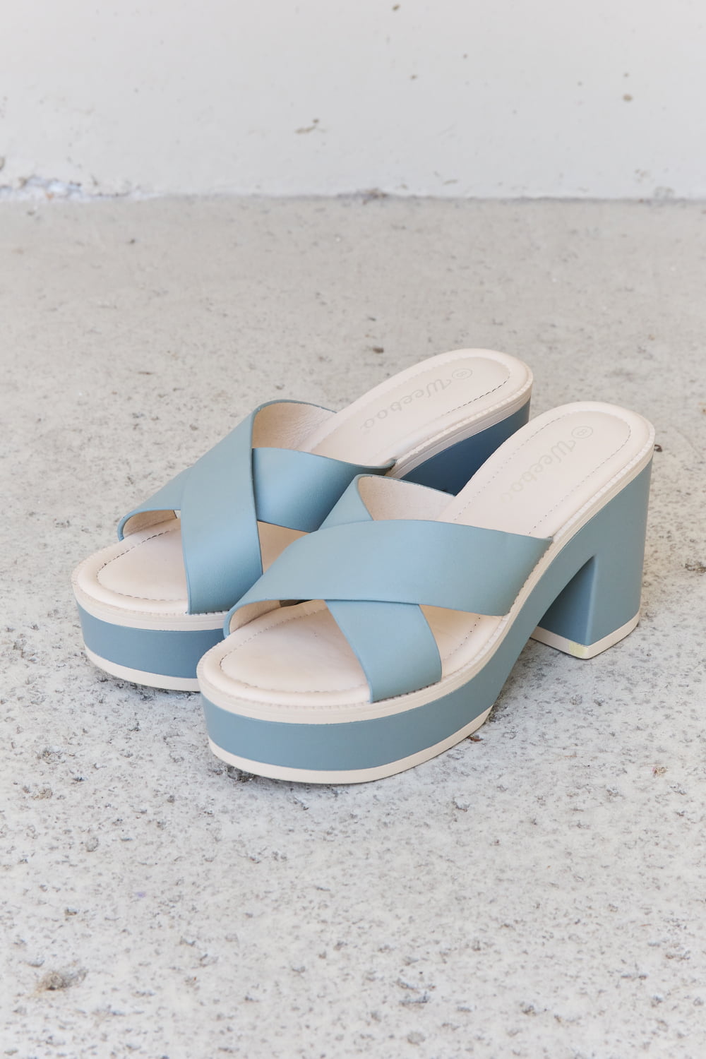 Weeboo Cherish Contrast Platform Sandals Misty Blue