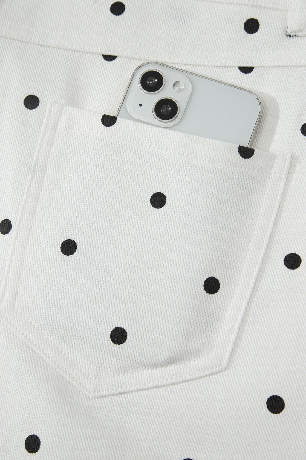 Elise Embroidered Polka Dot Scallop Hem Denim Shorts