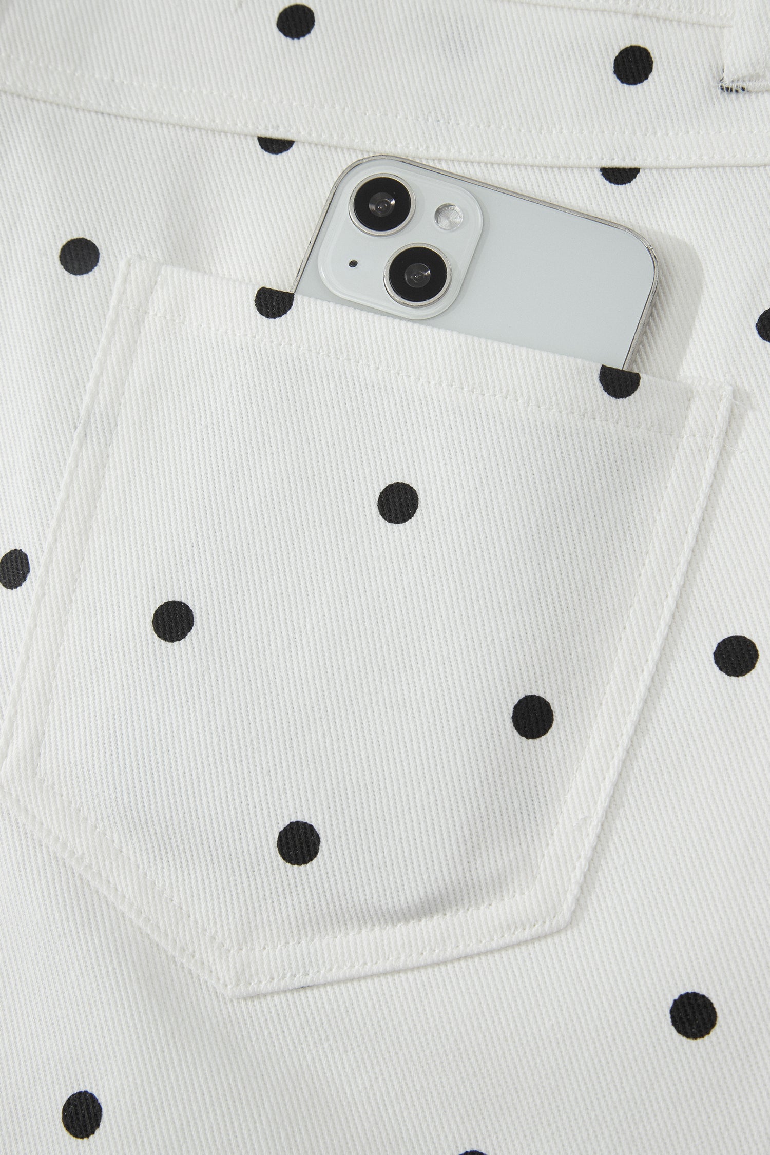 Elise Embroidered Polka Dot Scallop Hem Denim Shorts