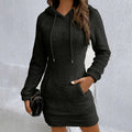 Cozy Plush Fuzzy Hoodie Dress with Kangaroo Pocket