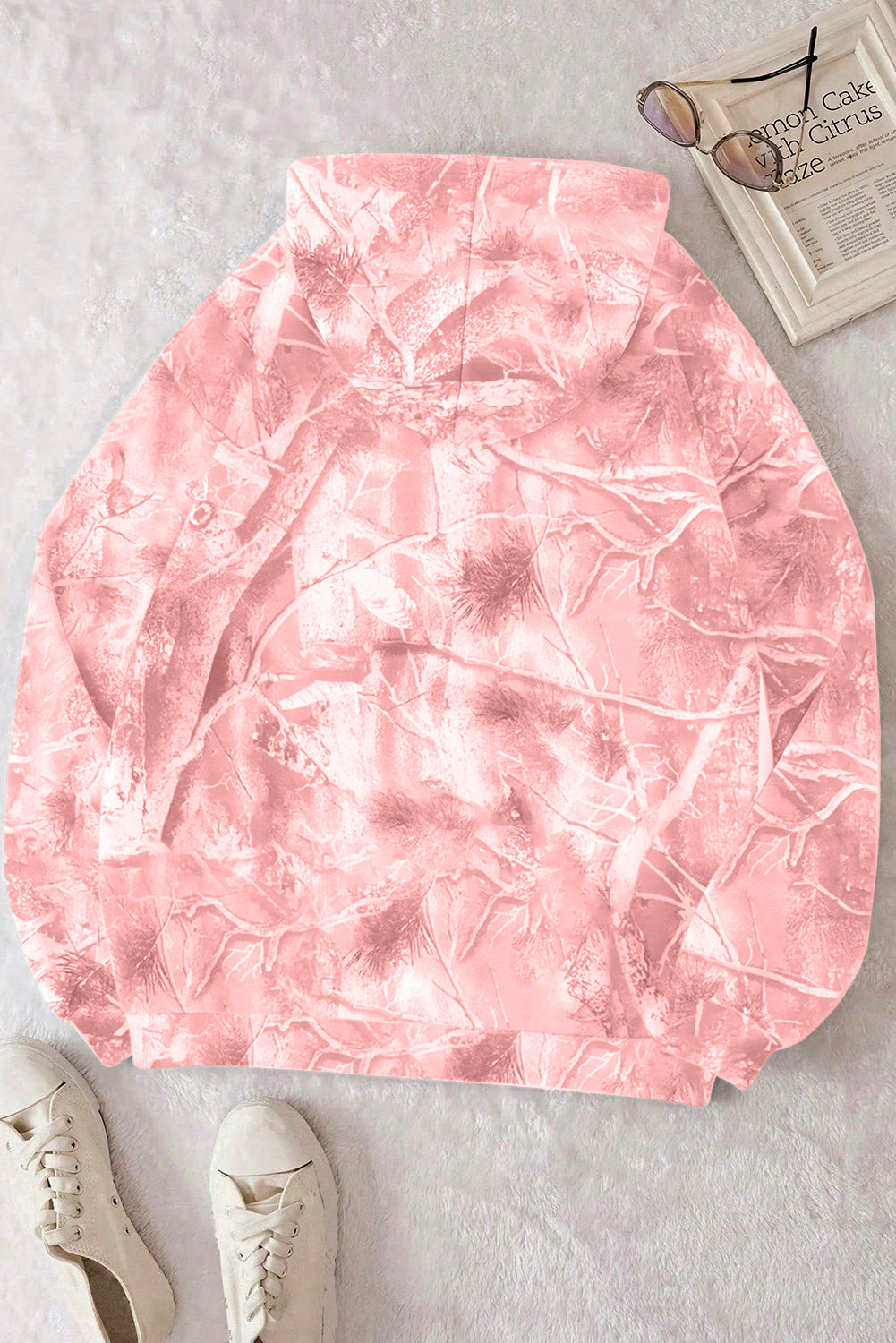 Light Pink Camo Woodland Oversized Sporty Hoodie